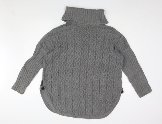 Aphorism Women's Grey Roll Neck Cable-Knit Pullover Jumper M