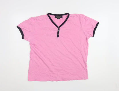 Womens UK Size L Twisted Soul Pink Ringer T-Shirt