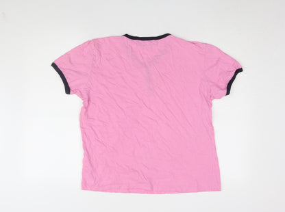 Womens UK Size L Twisted Soul Pink Ringer T-Shirt