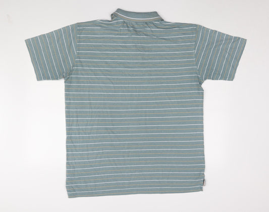 EWM Men's Blue Striped Polo Shirt, Size L, Short Sleeve