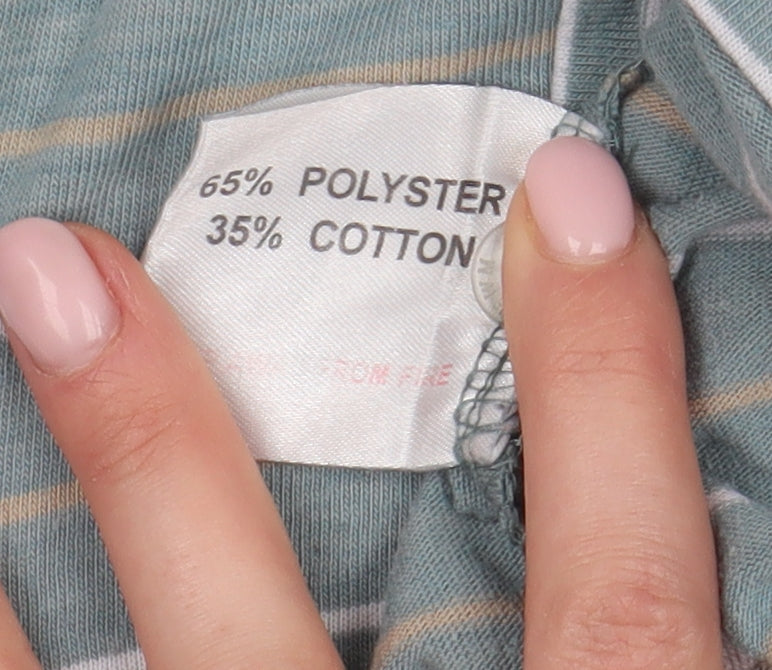 EWM Men's Blue Striped Polo Shirt, Size L, Short Sleeve