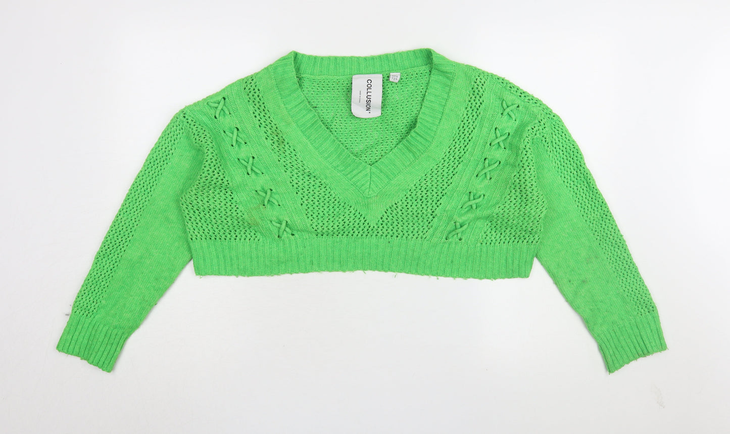 Womens UK Size 16 COLLUSION Green Pullover Jumper
