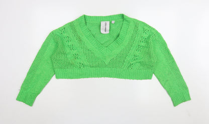 Womens UK Size 16 COLLUSION Green Pullover Jumper