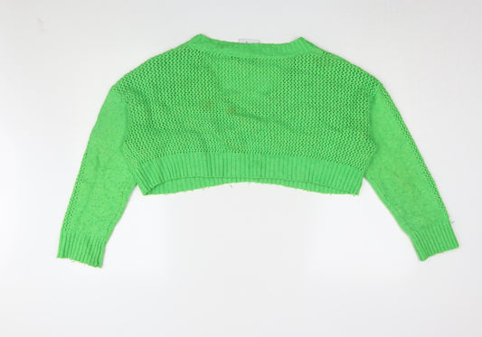 Collusion Women's Green V-Neck Pullover Jumper, Size 16