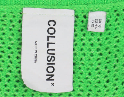 Womens UK Size 16 COLLUSION Green Pullover Jumper