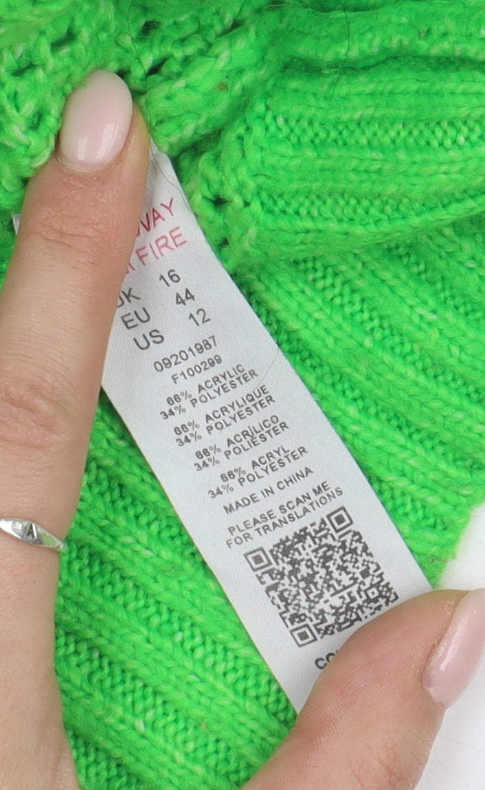 Womens UK Size 16 COLLUSION Green Pullover Jumper