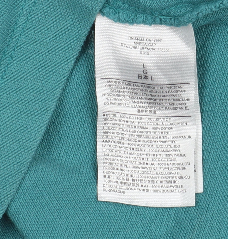 Gap Men's Green Polo Shirt Large Short Sleeve Cotton