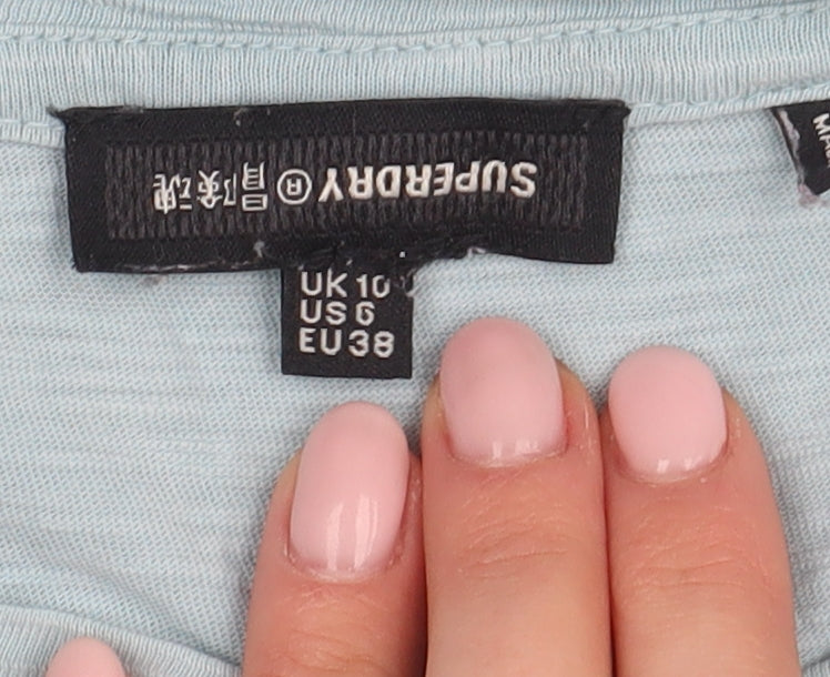 Womens UK Size 10 Superdry Blue Basic T-Shirt