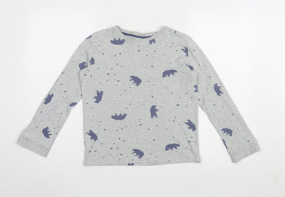 The Little White Company Boys Grey Animal Print Long Sleeve T-Shirt