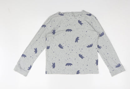 The Little White Company Boys Grey Animal Print Long Sleeve T-Shirt