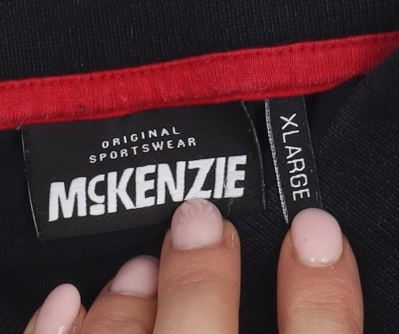 McKenzie Men's Black Colourblock Long Sleeve Polo XL