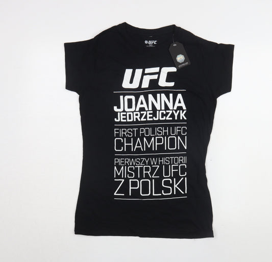 Womens UK Size L UFC Black Jersey T-Shirt