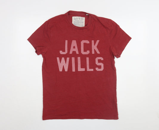 Jack Wills Men's Red Graphic Print T-Shirt S