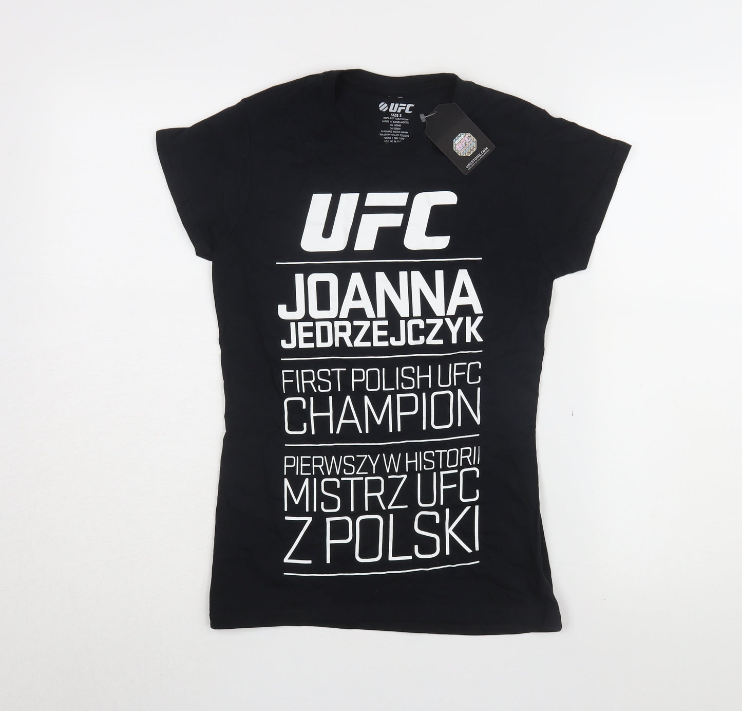 Womens UK Size S UFC Black Basic T-Shirt