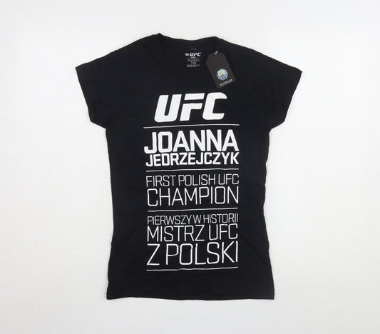 Womens UK Size S UFC Black Basic T-Shirt