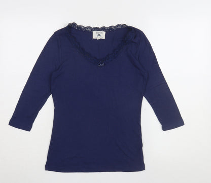 Night Owl Women's Blue Nightshirt M Lace V-Neck