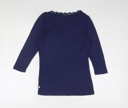 Night Owl Women's Blue Nightshirt M Lace V-Neck