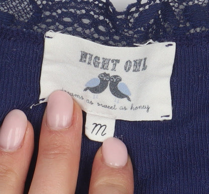 Night Owl Women's Blue Nightshirt M Lace V-Neck