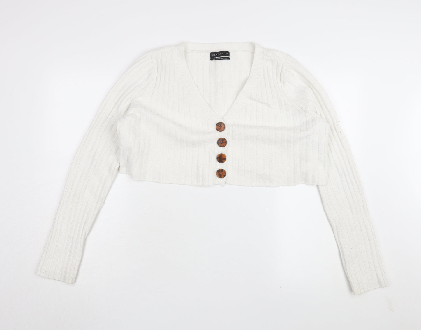 Womens UK Size L Urban Outfitters White Cardigan Jumper