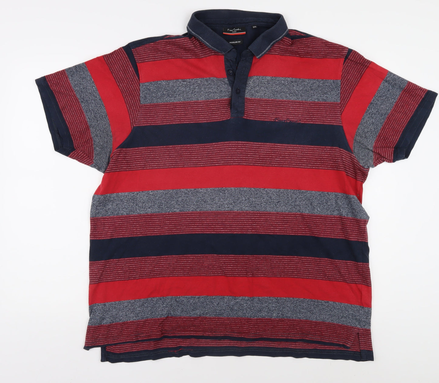 Pierre Cardin Men's Red Striped Polo Shirt, 2XL, Regular Fit