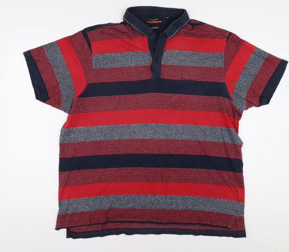 Pierre Cardin Men's Red Striped Polo Shirt, 2XL, Regular Fit