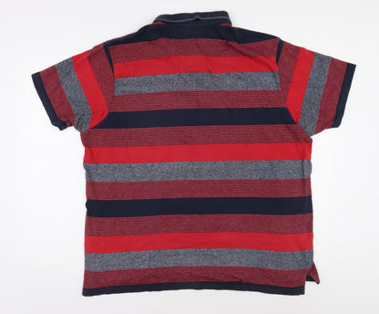 Pierre Cardin Men's Red Striped Polo Shirt, 2XL, Regular Fit