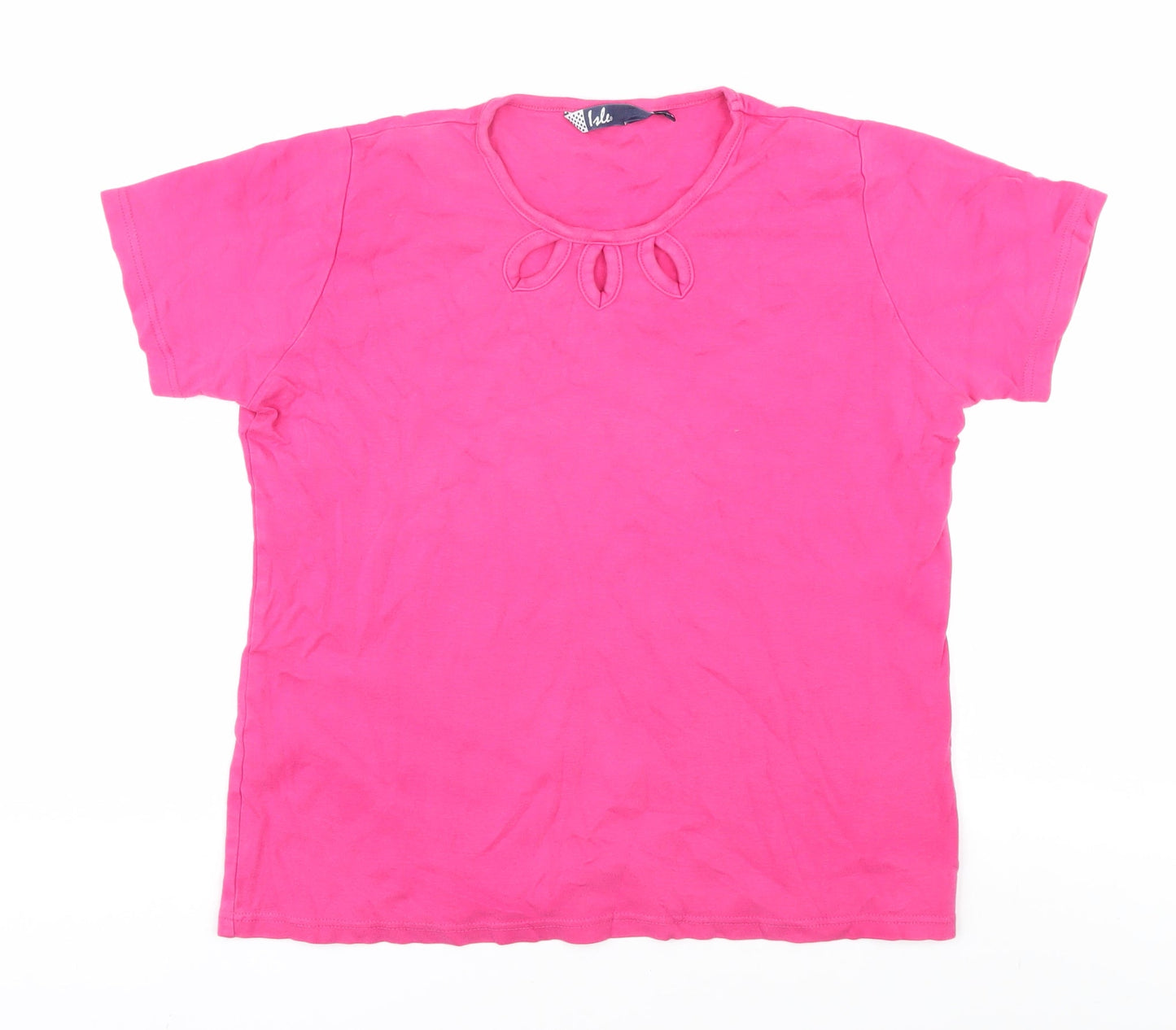 Womens UK Size M Isle Pink Basic T-Shirt