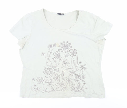 Hawkshead Women's Ivory Floral T-Shirt, Size 18, Casual