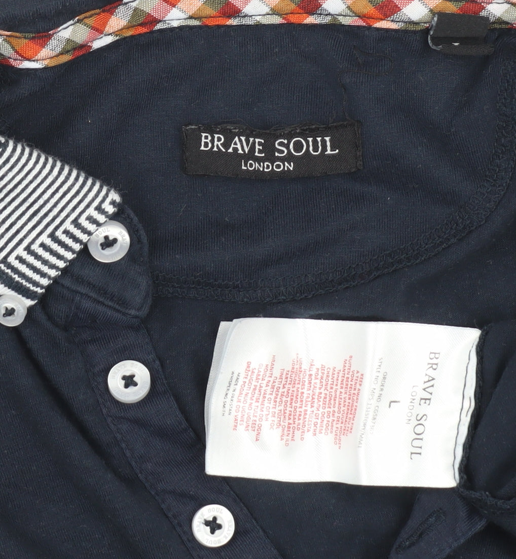 Brave Soul Men's Blue Polo Shirt Size L