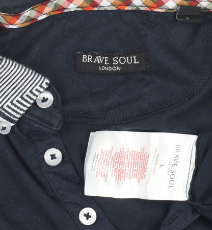 Brave Soul Men's Blue Polo Shirt Size L
