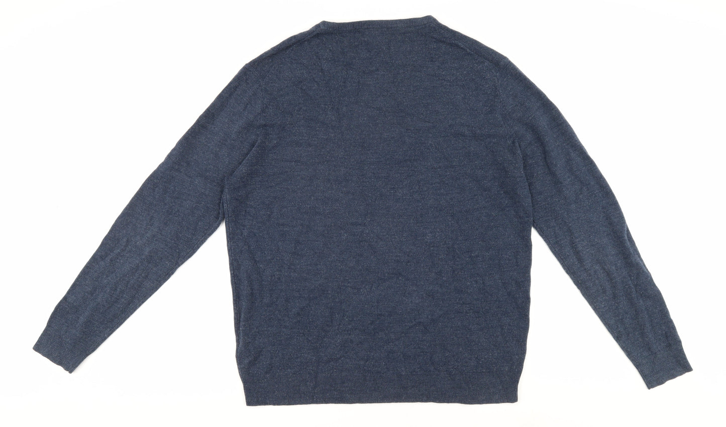 Racing Green Men's Blue Acrylic V-Neck Pullover L