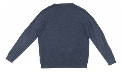 Racing Green Men's Blue Acrylic V-Neck Pullover L