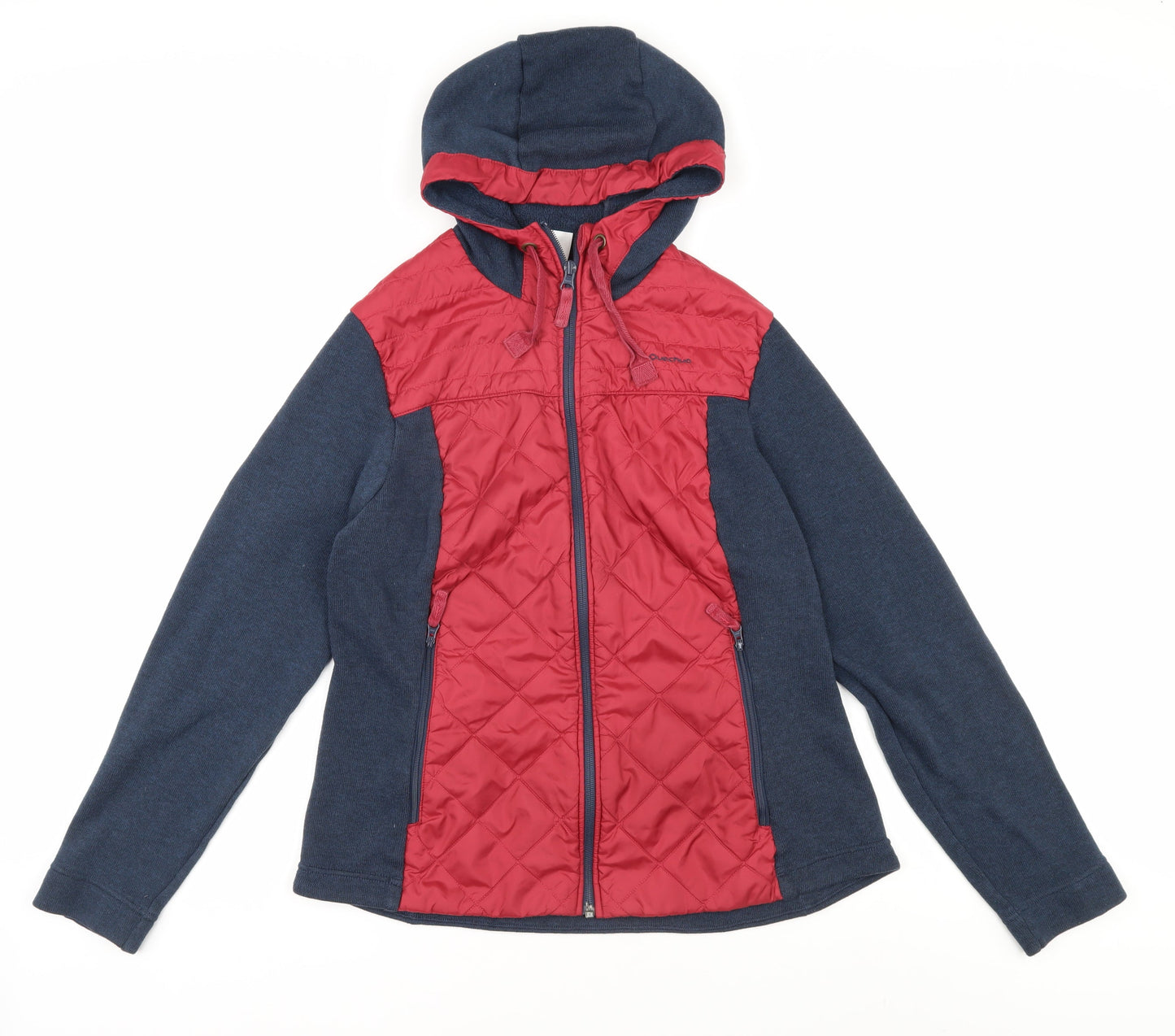 Decathlon Unisex Red Blue Hooded Puffer Jacket Size 12