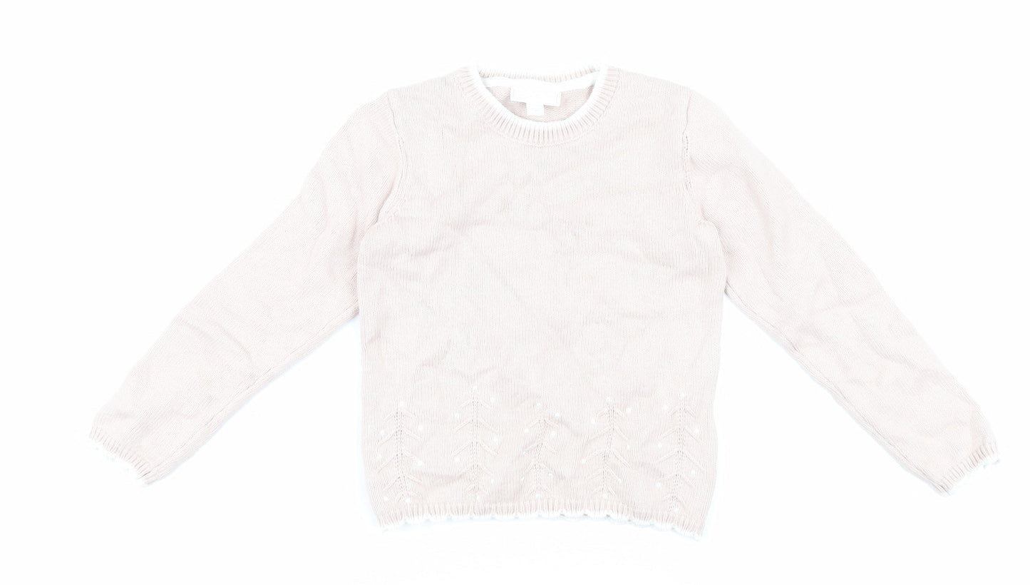 The Little White Company Girls Beige Pullover Jumper Size 5-6