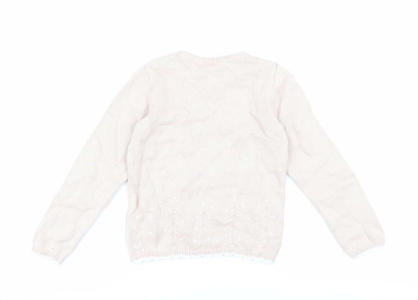 The Little White Company Girls Beige Pullover Jumper Size 5-6
