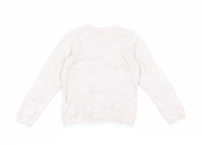 The Little White Company Girls Beige Pullover Jumper Size 5-6