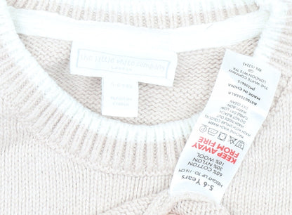 The Little White Company Girls Beige Pullover Jumper Size 5-6