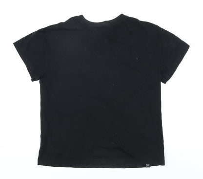Puma Boys Black T-Shirt, Crew Neck, Logo, Size 13-14 Years