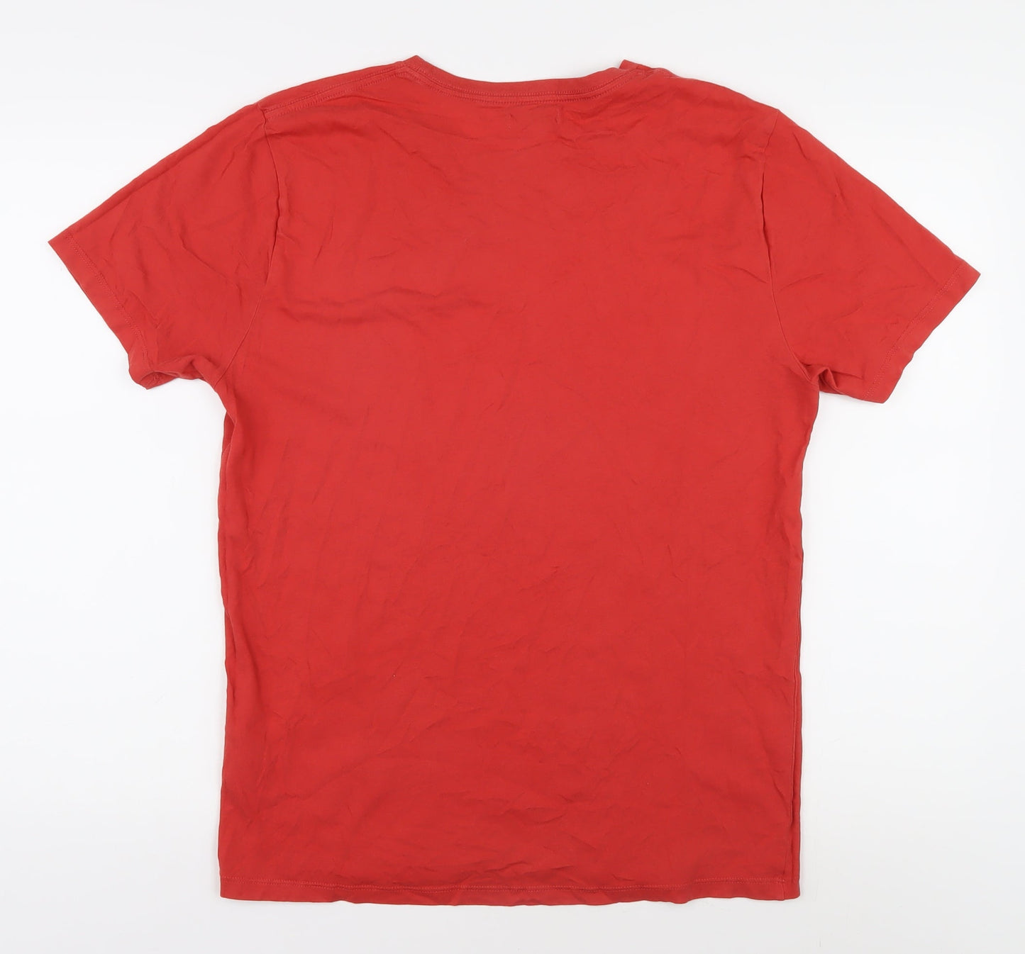 Reiss Men's Red Cotton Crew Neck T-Shirt, Size M