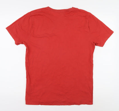 Reiss Men's Red Cotton Crew Neck T-Shirt, Size M