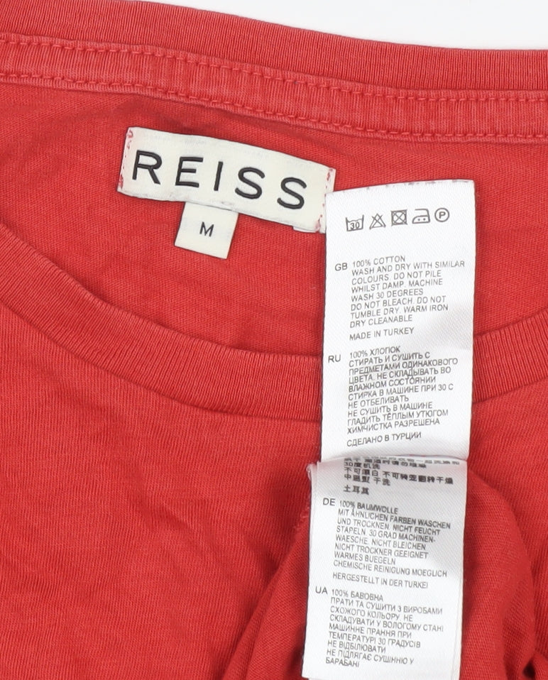Reiss Men's Red Cotton Crew Neck T-Shirt, Size M