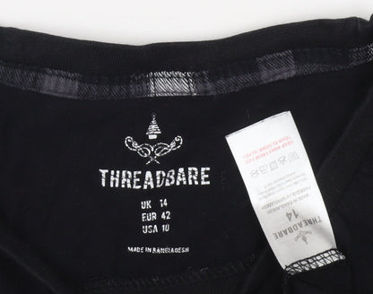 Womens UK Size 14 Threadbare Black Basic T-Shirt