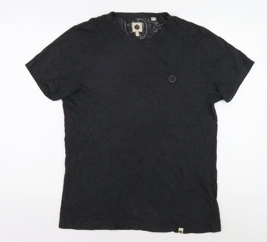 Pretty Green Men's Black M Solid Crew Neck T-Shirt