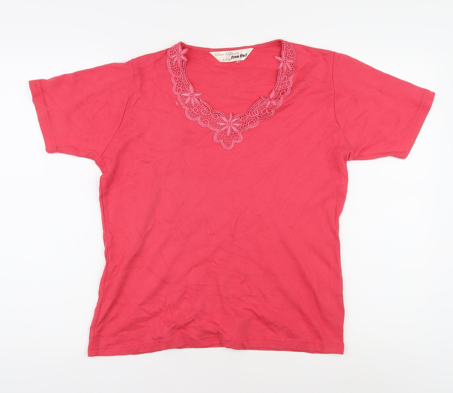 Womens UK Size 10-12 Honor Millburn Pink Basic T-Shirt