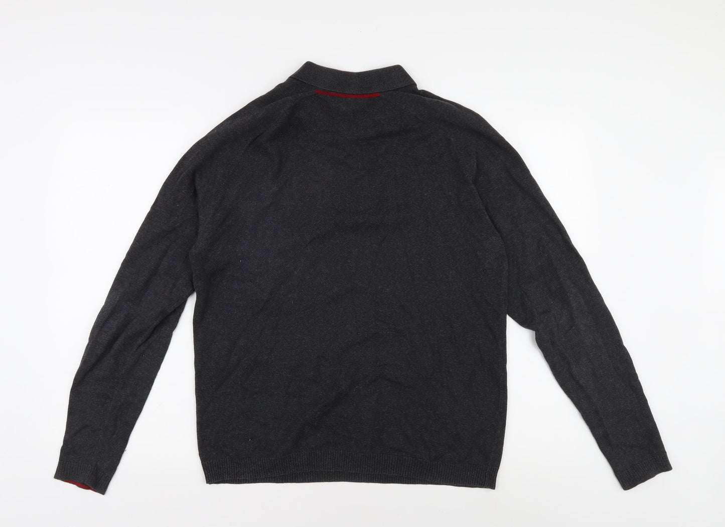 Penguin Men's Black Cotton Collared Pullover Jumper L