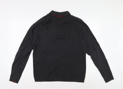 Penguin Men's Black Cotton Collared Pullover Jumper L