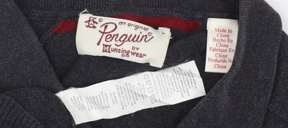 Penguin Men's Black Cotton Collared Pullover Jumper L