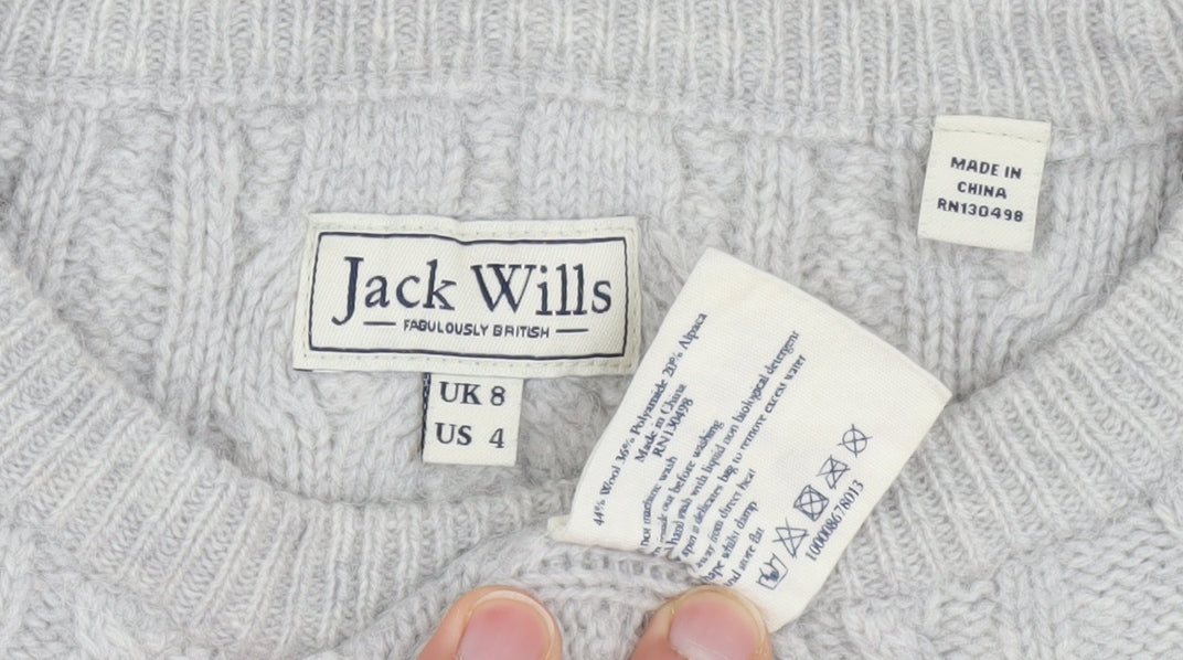 Jack Wills Women's Grey Pullover Jumper Size 8