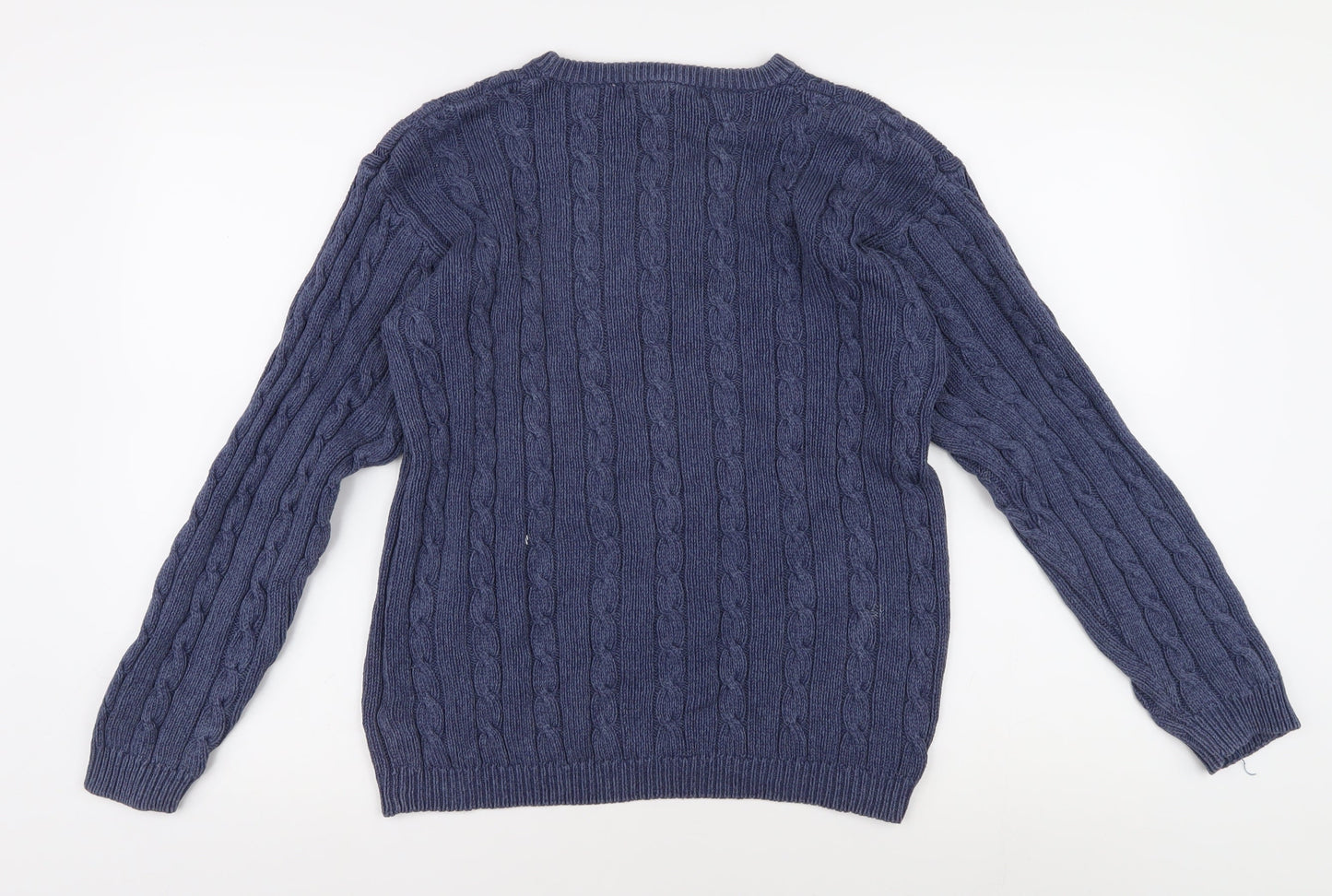 Jumpers Men's Blue M Cable-Knit Cotton Pullover