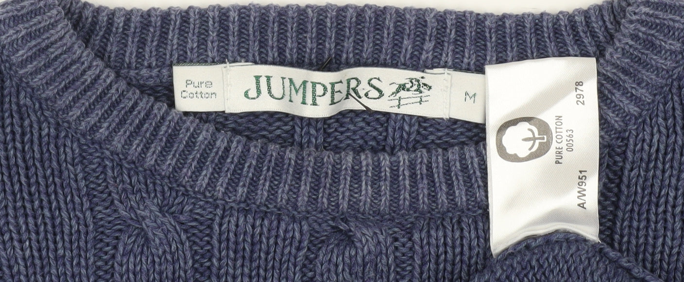 Jumpers Men's Blue M Cable-Knit Cotton Pullover